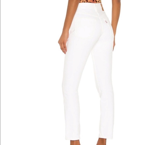 White 501 Premium High Rise Cotton Jeans - Picture 6 of 12
